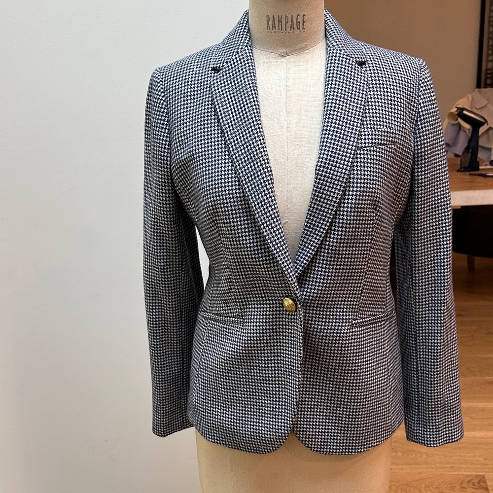 J Crew Women's Houndstooth Wool Blazer
